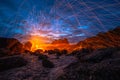 cool burning steel wool fire work photo experiments Royalty Free Stock Photo