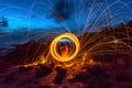 steel wool fire work on the rock Royalty Free Stock Photo