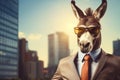 cool business donkey with sunglasses AI generated