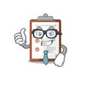 Cool Businessman clipboard Scroll cartoon character with glasses