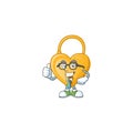 Cool Businessman love padlock cartoon character design