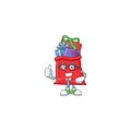 Cool Businessman santa bag full of gift mascot cartoon character