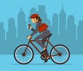 Cool Businesswoman riding bicycle to office.