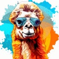 Cool Camel Wearing Sunglasses And Holding Paint - Bold And Colorful Graphic Design