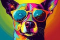 Cool Canine in Colorful Shades, Pop Art Background, Generative AI