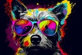 Cool Canine in Colorful Shades, Pop Art Background, Generative AI