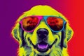 Cool Canine in Colorful Shades, Pop Art Background, Generative AI