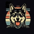 Cool Canine Rebel T-shirt design. generative ai