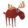 Cool carton moose. Vector illustration isolated. Poster design of sticker.