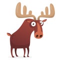 Cool carton moose. Vector illustration isolated. Poster design of sticker.