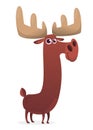 Cool carton moose. Vector illustration isolated. Poster design of sticker.