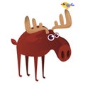 Cool carton moose. Vector illustration isolated. Poster design of sticker.