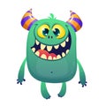 Cool cartoon blue monster smiling Royalty Free Stock Photo