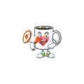 Cool cartoon character of cup coffee love holding a megaphone Royalty Free Stock Photo