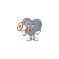 Cool cartoon character of grey love holding a megaphone Royalty Free Stock Photo