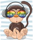 Cute Monkey with sun glasses Royalty Free Stock Photo