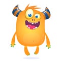 Cool cartoon monster with big eyes. Halloween vector illustration clipart.