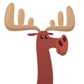 Cool cartoon moose. Vector illustration isolated. Poster design of sticker.