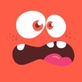 Cool cartoon red monster face. Halloween vector illustration. Royalty Free Stock Photo