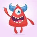 Cool cartoon red monster. Royalty Free Stock Photo