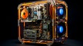 Nasa Themed Pc Case With Dark Amber And Blue Crystals