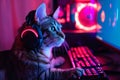 Cool Cat Dominates Virtual Worlds With Gaming Rig And Epic Headphones