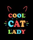 Cool Cat Lady Shirt Design Royalty Free Stock Photo