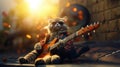 A cool cat guitarist wearing sunglasses.