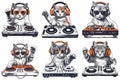 Cool Cat Party. DJ Cats Jamming Out in Headphones and Sunglasses