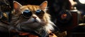 Cool cat on with sunglasses, AI generated