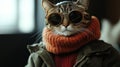 Cool Cat in Sunglasses and Scarf Royalty Free Stock Photo
