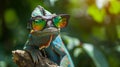 cool chameleon wearing sunglasses. veiled chameleon, Chamaeleo calyptratus. AI Generative