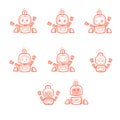 Cool Character: Little Happy Robots on White Background