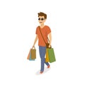 Cool cheerful young man shopping Royalty Free Stock Photo