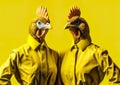 Cool chickens pose in the photo studio. Royalty Free Stock Photo