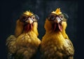 Cool chickens pose in the photo studio. Royalty Free Stock Photo