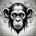 Cool chimpanzee illustration - ai generated image