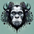 Cool chimpanzee illustration - ai generated image