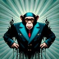 Cool chimpanzee illustration - ai generated image