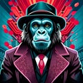 Cool chimpanzee illustration - ai generated image