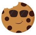 Cool choclate chip cookie with sunglasses vector illustration