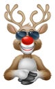 Cool Christmas Reindeer Cartoon Deer in Sunglasses Royalty Free Stock Photo