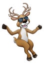 Cool Christmas Reindeer In Sunglasses Cartoon