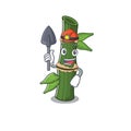 Cool clever Miner bamboo cartoon character design