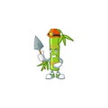 Cool clever Miner bamboo stick cartoon character design