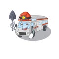 Cool clever Miner campervan cartoon character design