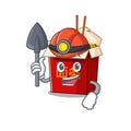 Cool clever Miner chinese box noodle cartoon character design