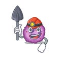 Cool clever Miner eosinophil cell cartoon character design