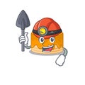 Cool clever Miner orange cake cartoon character design