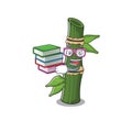 Cool and clever Student bamboo mascot cartoon with book